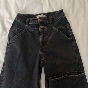 Madewell Black Wash Women's Wide Straight Leg Jeans